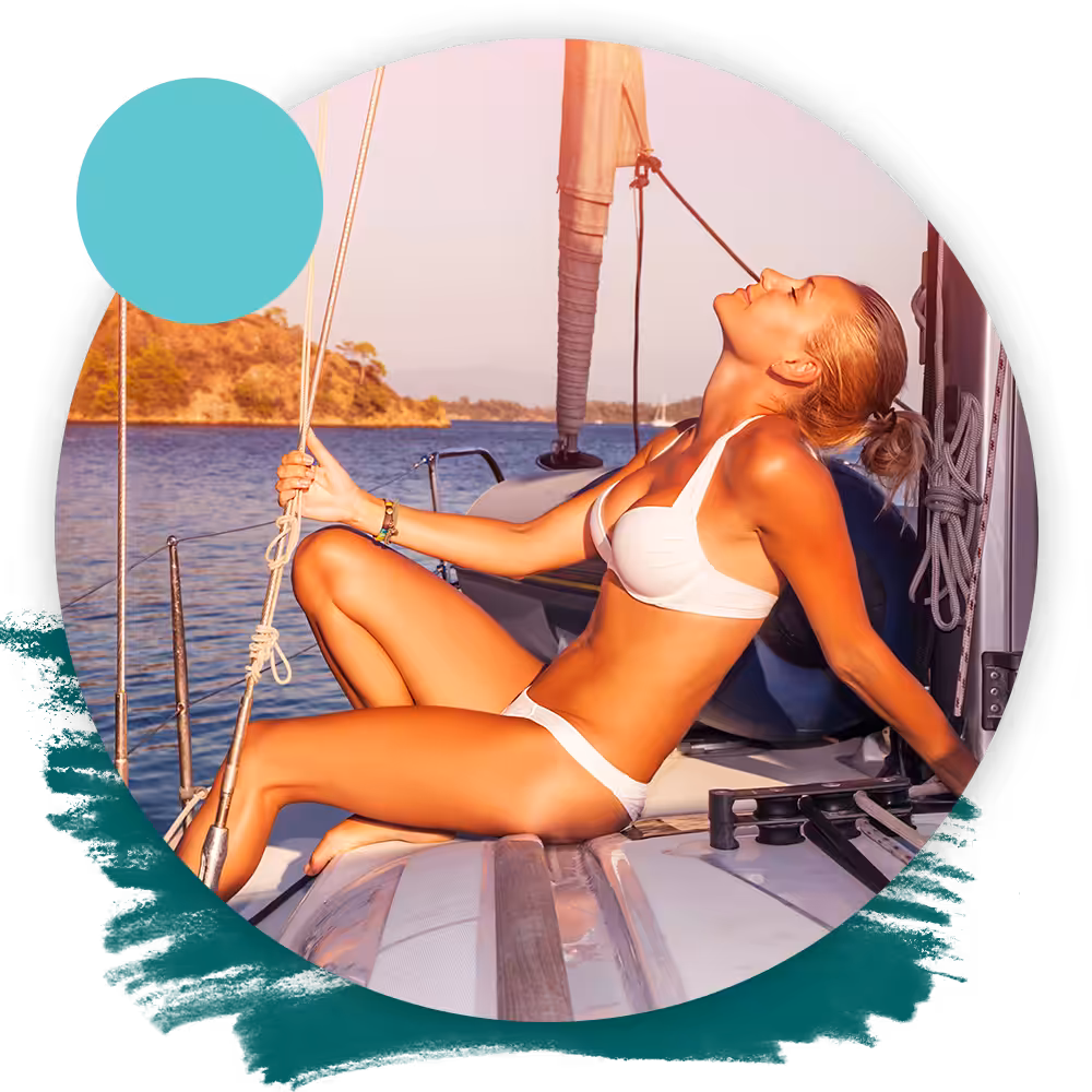 tanned woman on boat