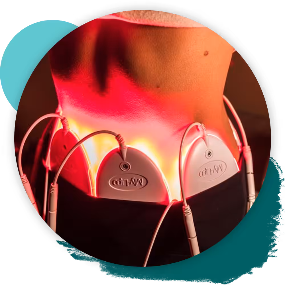 red LEDs around abdomen, close-up