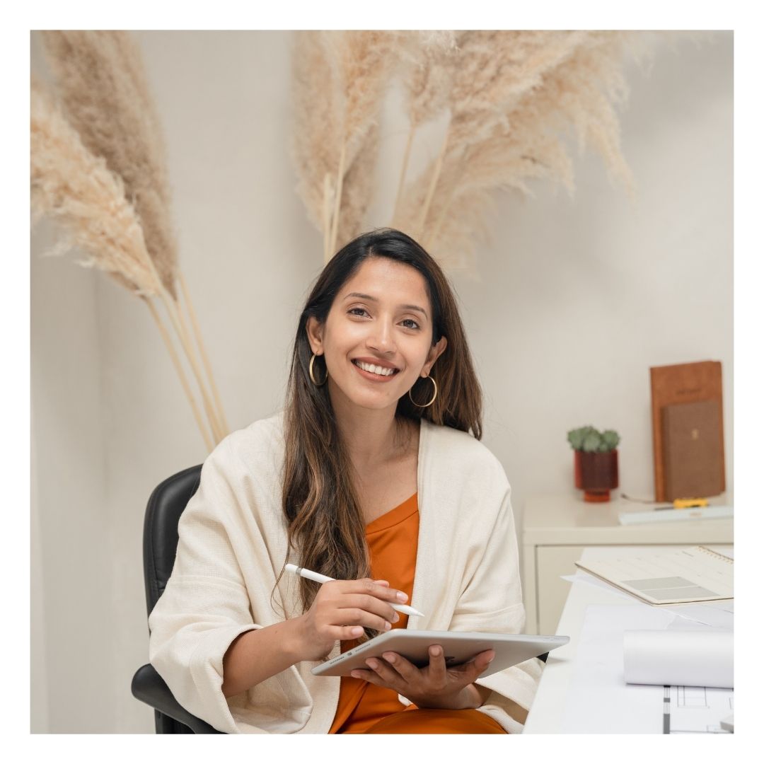 woman working after an indoor tanning session