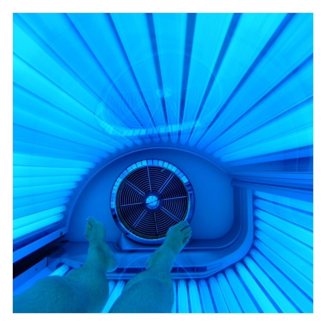 person in a UV tanning bed