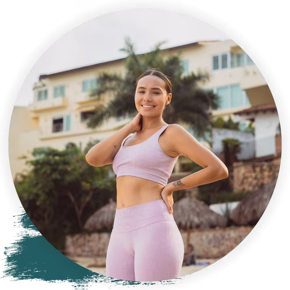 toned woman smiling