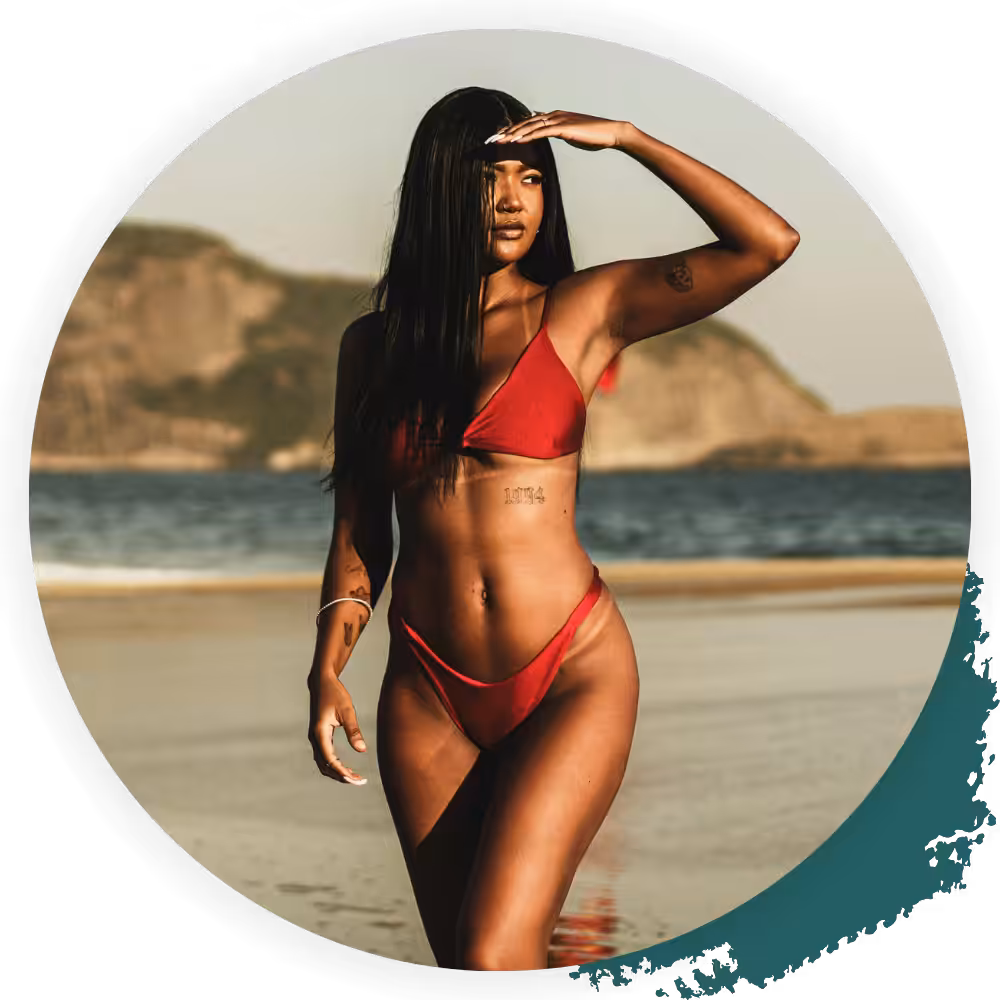 toned woman on the beach